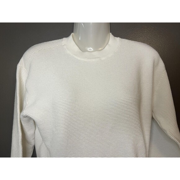 Nine West Sweater Womens Small White Ribbed Tie Waist Long Sleeve Knit Top - Picture 4 of 8